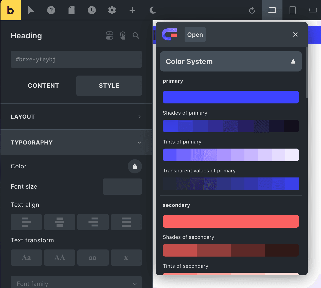 Core Framework Variable UI